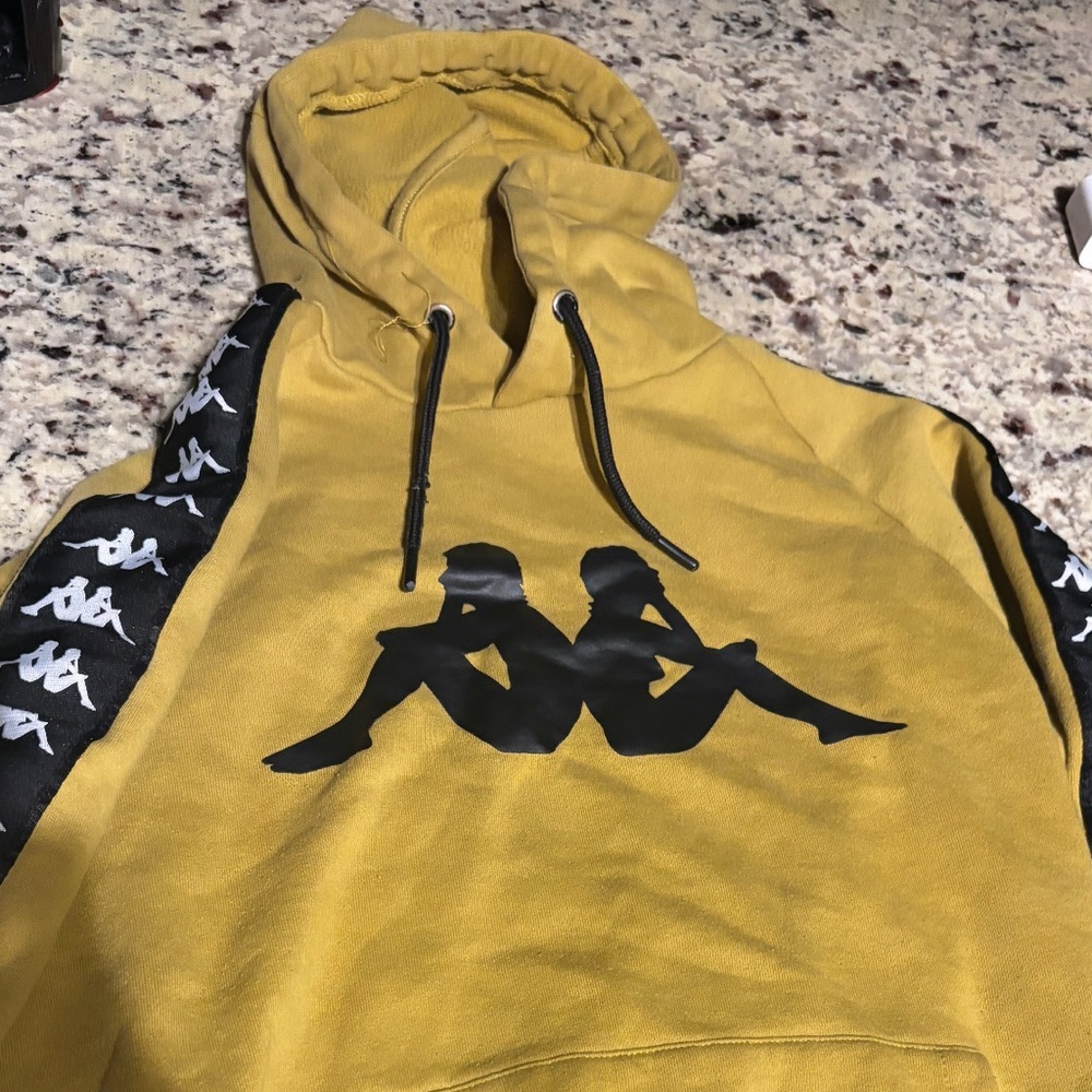 Kappa Men's Mustard Hoodie with Black Details